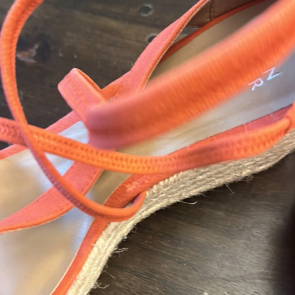 NEW Eileen Fisher Wanda Orange platform wedge espadrille sandals women size 8.5